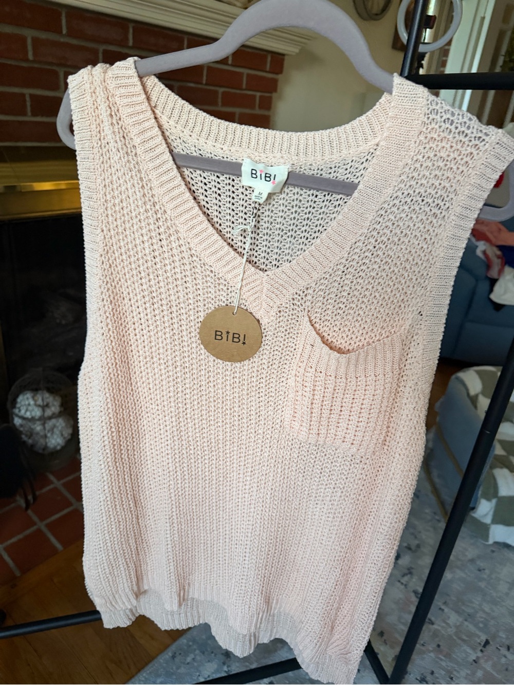 BIBI Pale Peach Knit Sleeveless Sweater Vest